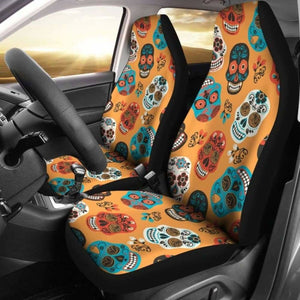 Set 2 Pcs Car Seat Cover Sugar Skulls 101207 - YourCarButBetter