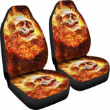 Set 2 Pcs Flaming Skull Fire Skull Seat Cover Sugar Skulls 101207 - YourCarButBetter