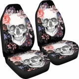 Set 2 Pcs Floral Gothic Sugar Skull Car Seat Covers 172727 - YourCarButBetter