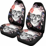 Set 2 Pcs Floral Gothic Sugar Skull Car Seat Covers 172727 - YourCarButBetter