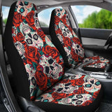 Set 2 Pcs Floral Sugar Skull Car Seat Covers 101207 - YourCarButBetter