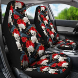 Set 2 Pcs Floral Sugar Skull Day Of The Dead Skull Car Seat Covers 101207 - YourCarButBetter