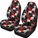 Set 2 Pcs Floral Sugar Skull Day Of The Dead Skull Car Seat Covers 101207 - YourCarButBetter