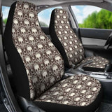 Set 2 Pcs Floral Sugar Skull Day Of The Dead Skull Car Seat Covers 101207 - YourCarButBetter