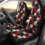 Set 2 Pcs Floral Sugar Skull Day Of The Dead Skull Car Seat Covers 101207 - YourCarButBetter