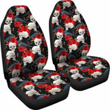 Set 2 Pcs Floral Sugar Skull Day Of The Dead Skull Car Seat Covers 101207 - YourCarButBetter