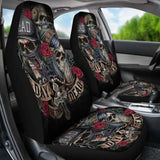 Set 2 Pcs Gothic Day Of The Dead Sugar Skull Car Seat Covers 172727 - YourCarButBetter