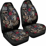 Set 2 Pcs Gothic Day Of The Dead Sugar Skull Car Seat Covers 172727 - YourCarButBetter