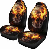 Set 2 Pcs Gothic Flaming Skull Car Seat Covers 101207 - YourCarButBetter