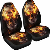 Set 2 Pcs Gothic Flaming Skull Car Seat Covers 101207 - YourCarButBetter