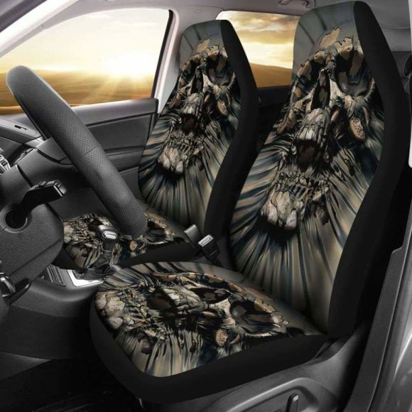 Set 2 Pcs Gothic Skull Car Seat Covers 101207 - YourCarButBetter