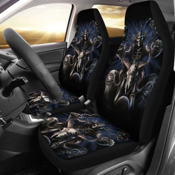 Set 2 Pcs Gothic Skull Car Seat Covers 101207 - YourCarButBetter