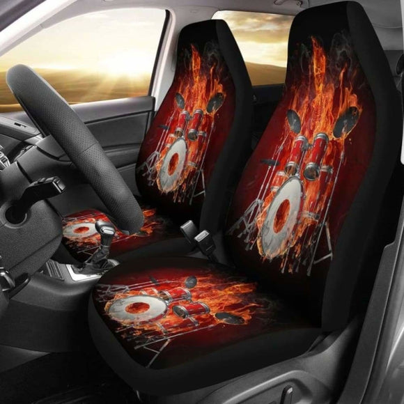 Set 2 Pcs Gothic Skull Play Drum Car Seat Covers 172727 - YourCarButBetter