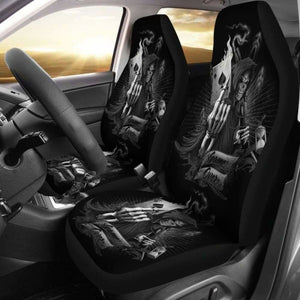 Set 2 Pcs Skull Grim Reaper Car Seat Cover Sugar Skulls 101207 - YourCarButBetter