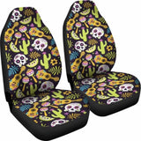 Set 2 Pcs Sugar Skull Car Seat Covers 101207 - YourCarButBetter