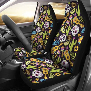 Set 2 Pcs Sugar Skull Car Seat Covers 101207 - YourCarButBetter