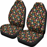 Set 2 Pcs Sugar Skull Day Of The Dead Skull Car Seat Covers 101207 - YourCarButBetter