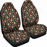 Set 2 Pcs Sugar Skull Day Of The Dead Skull Car Seat Covers 101207 - YourCarButBetter