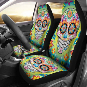 Set 2 Pcs Sugar Skullgothic Skull Car Seat Covers 101207 - YourCarButBetter
