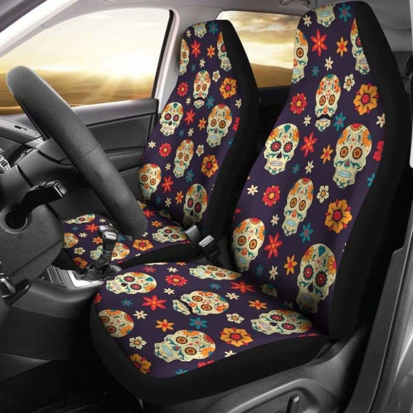 Set 2 Seat Cover Sugar Skulls 101207 - YourCarButBetter