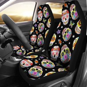 Set 2 Seat Cover Sugar Skulls 101207 - YourCarButBetter