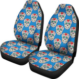 Set 2 Seat Cover Sugar Skulls 101819 - YourCarButBetter