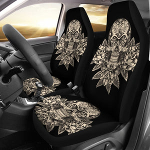 Set 2 Seat Cover Sugar Skulls 101819 - YourCarButBetter