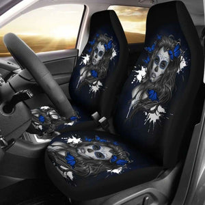 Set 2 Seat Cover Sugar Skulls Beautiful Girl Car Seat Cover 101207 - YourCarButBetter