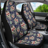 Set 2 Seat Cover Sugar Skulls - Day Of The Dead Seat Cover 101207 - YourCarButBetter