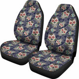 Set 2 Seat Cover Sugar Skulls - Day Of The Dead Seat Cover 101207 - YourCarButBetter