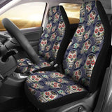 Set 2 Seat Cover Sugar Skulls - Day Of The Dead Seat Cover 101207 - YourCarButBetter