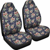 Set 2 Seat Cover Sugar Skulls - Day Of The Dead Seat Cover 101207 - YourCarButBetter