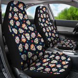 Set 2 Seat Cover Sugar Skulls - Day Of The Dead Car Seat Covers 101207 - YourCarButBetter