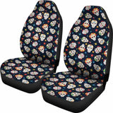 Set 2 Seat Cover Sugar Skulls - Day Of The Dead Car Seat Covers 101207 - YourCarButBetter