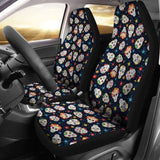 Set 2 Seat Cover Sugar Skulls - Day Of The Dead Car Seat Covers 101207 - YourCarButBetter