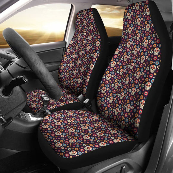 Set 2 Seat Covers Sugar Skulls 101819 - YourCarButBetter