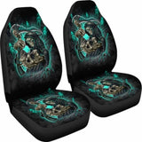 Set 2 Skull Gothic Grim Reaper Seat Cover Sugar Skulls 172727 - YourCarButBetter