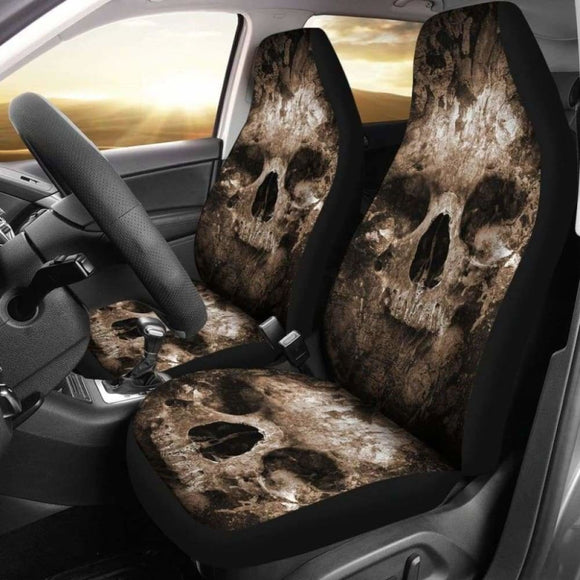 Set 2 Skull Gothic Seat Cover Sugar Skulls 172727 - YourCarButBetter