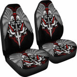 Set 2 Skull Wings Car Seat Cover Sugar Skulls 101207 - YourCarButBetter