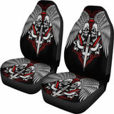 Set 2 Skull Wings Car Seat Cover Sugar Skulls 101207 - YourCarButBetter