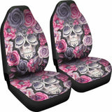 Set 2 Sugar Skull Car Seat Cover Day Of The Dead 101207 - YourCarButBetter
