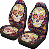 Set 2 Sugar Skull Car Seat Covers 101207 - YourCarButBetter