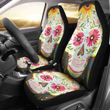 Set 2 Sugar Skull Seat Cover Sugar Skulls 101207 - YourCarButBetter