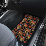 Set 4 Pcs Floral Sugar Skull Car Mats 101207 - YourCarButBetter