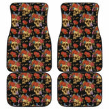 Set 4 Pcs Floral Sugar Skull Car Mats 101207 - YourCarButBetter