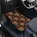 Set 4 Pcs Floral Sugar Skull Car Mats 101207 - YourCarButBetter