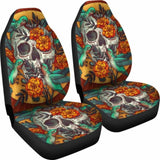 Set Of 2 Beautiful Sugar Skull Car Seat Covers 101207 - YourCarButBetter
