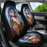 Set Of 2 - Beautiful Sugar Skull Girl - Car Seat Cover 101207 - YourCarButBetter