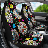 Set Of 2 Beautiful Sugar Skull Seat Covers 101207 - YourCarButBetter