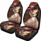 Set Of 2 Beautiful Sugar Skull Seat Covers - Day Of The Dead 101207 - YourCarButBetter